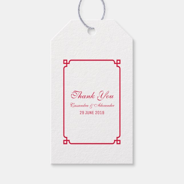 Red Deco Chic Wedding Gift Tags (Front)