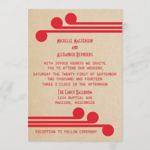 Red Deco Chic Wedding Invite