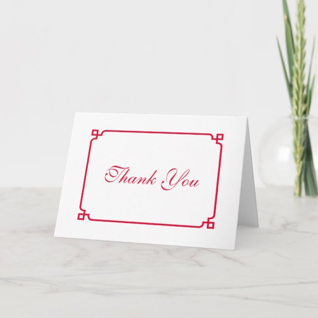 Red Deco Chic Wedding Thank You Card (Front)