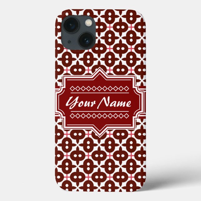 Red Deco Geometric Tile Personalised Case-Mate iPhone Case (Back)