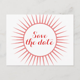 Red Deco Retro Save the Date Postcard