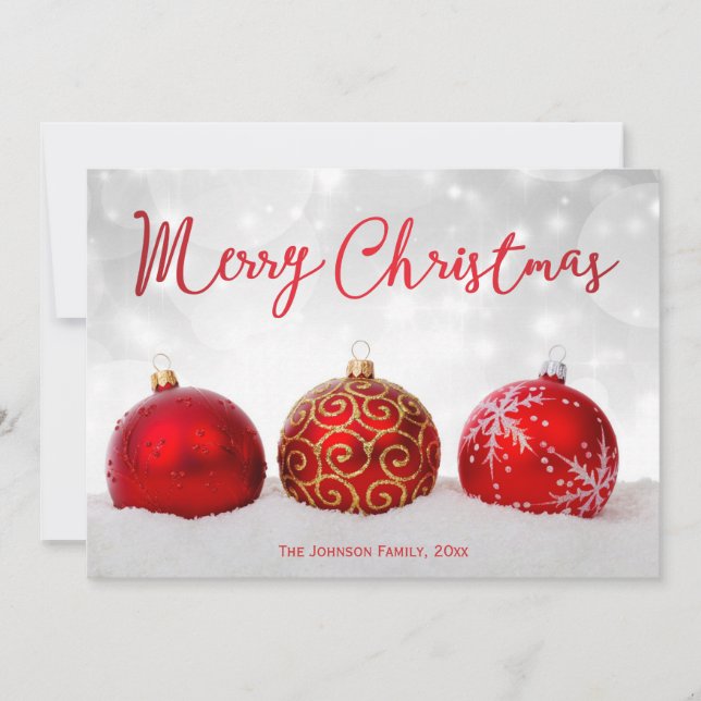 Red Decor Custom Merry Christmas Cards (Front)