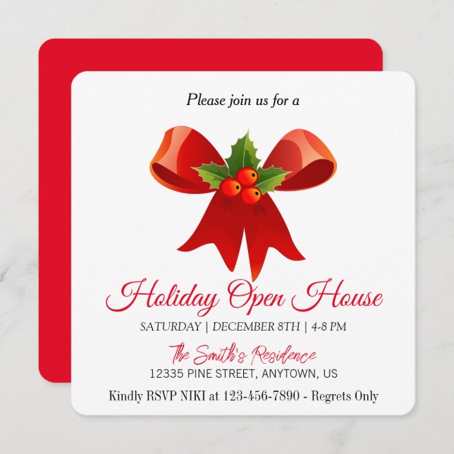 Red decoration for the Christmas tree Holiday Card (Front/Back)