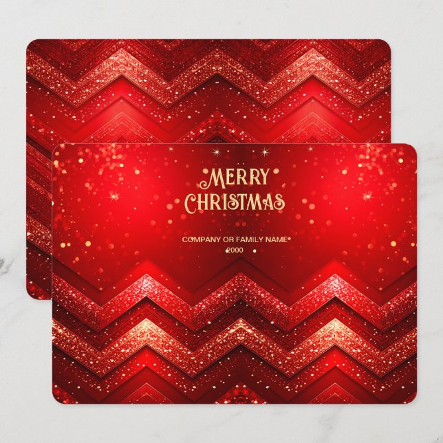 Red Decorative Christmas Glitter Holiday Card (Front/Back)