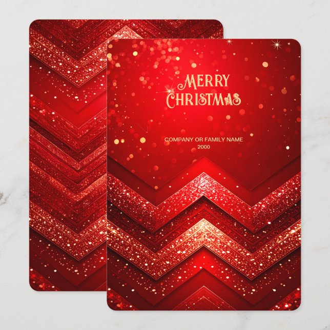Red Decorative Christmas Glitter Holiday Card (Front/Back)