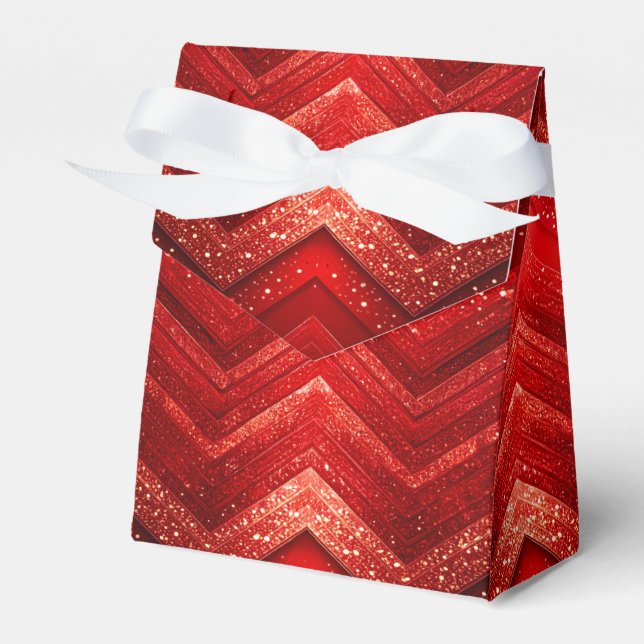 Red Decorative Christmas Glitter Holiday Gift Box (Front Side)