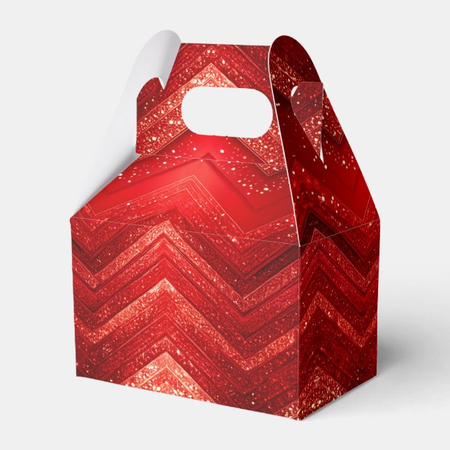 Red Decorative Christmas Glitter Holiday Gift Box (Front Side)