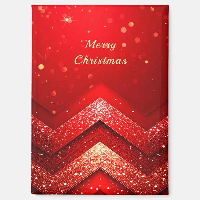 Red Decorative Christmas Glitter Holiday Magnet (Front)