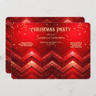 Red Decorative Christmas Glitter Holiday Party Invitation