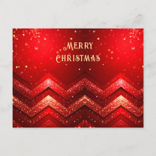 Red Decorative Christmas Glitter Holiday Postcard