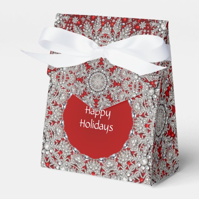 Red Decorative Christmas Holiday Gift Box (Front Side)