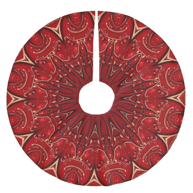 Red Decorative Christmas Tree Skirt (Front)