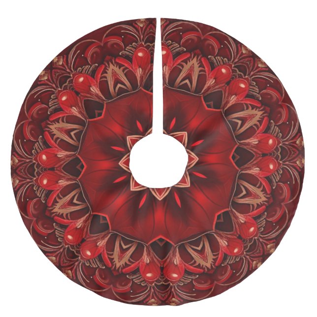 Red Decorative Christmas Tree Skirt (Front)