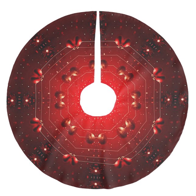 Red Decorative Christmas Tree Skirt (Front)