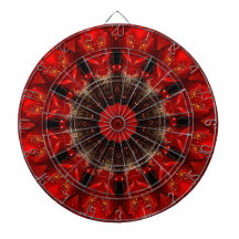 Red Decorative Floral Dartboard