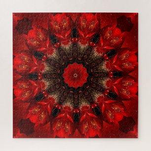 Red Decorative Floral Jigsaw Puzzle