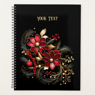 Red Decorative Flowers Planner