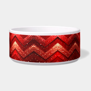Red Decorative Glitter Ceramic Pet Bowl