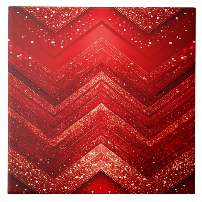 Red Decorative Glitter Ceramic Tile (Front)
