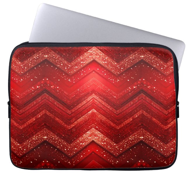 Red Decorative Glitter Laptop Sleeve (Front)