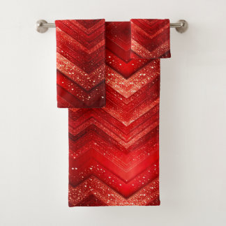 Red Decorative Glitter Towel Set