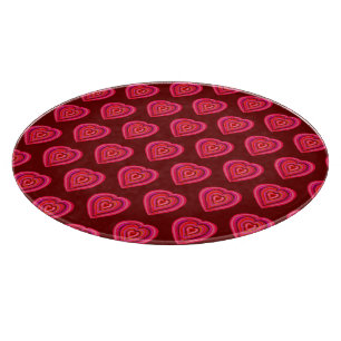 red decorative heart cutting board