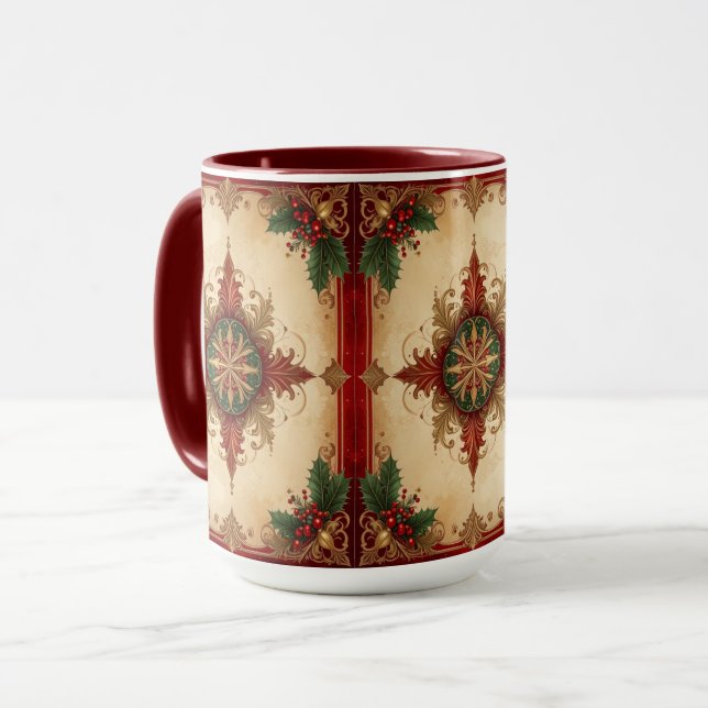 Red Decorative Holiday Mug (Front Left)