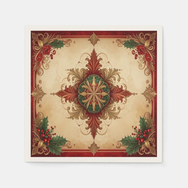Red Decorative Holiday Napkin (Front)