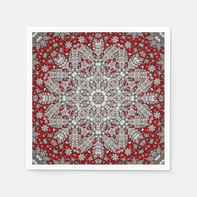 Red Decorative Holiday Napkin (Front)
