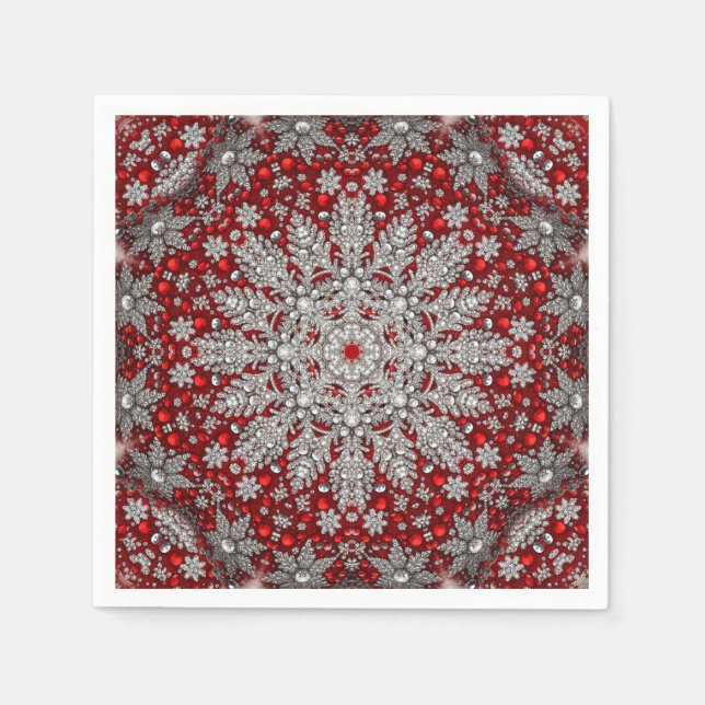 Red Decorative Holiday Napkin (Front)