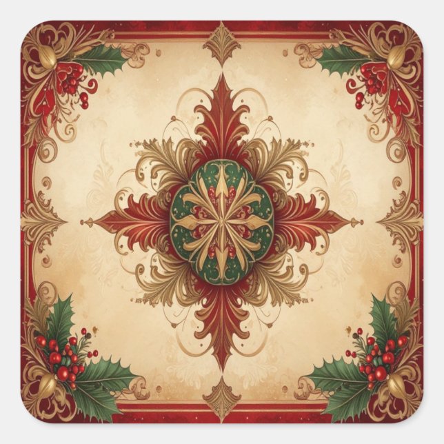 Red Decorative Holiday Sticker (Front)