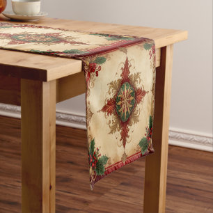 Red Decorative Holiday Table Runner