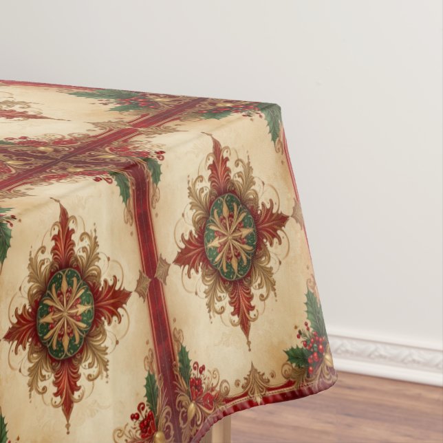 Red Decorative Holiday Tablecloth (In Situ)