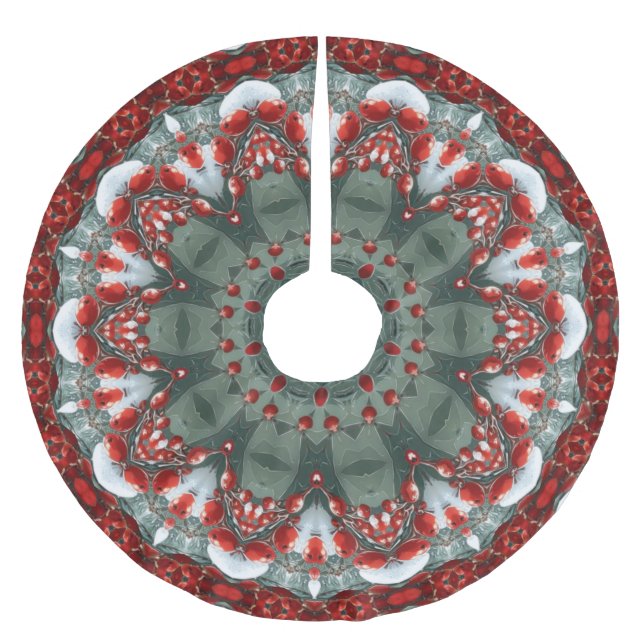 Red Decorative Holiday Tree Skirt (Front)