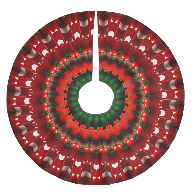 Red Decorative Holiday Tree Skirt (Front)