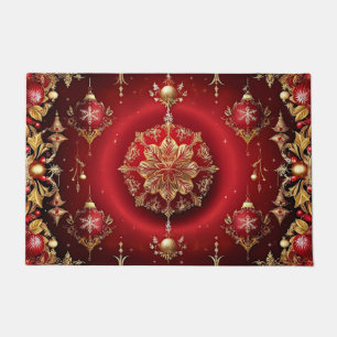 Red Decorative Ornaments Holiday Doormat