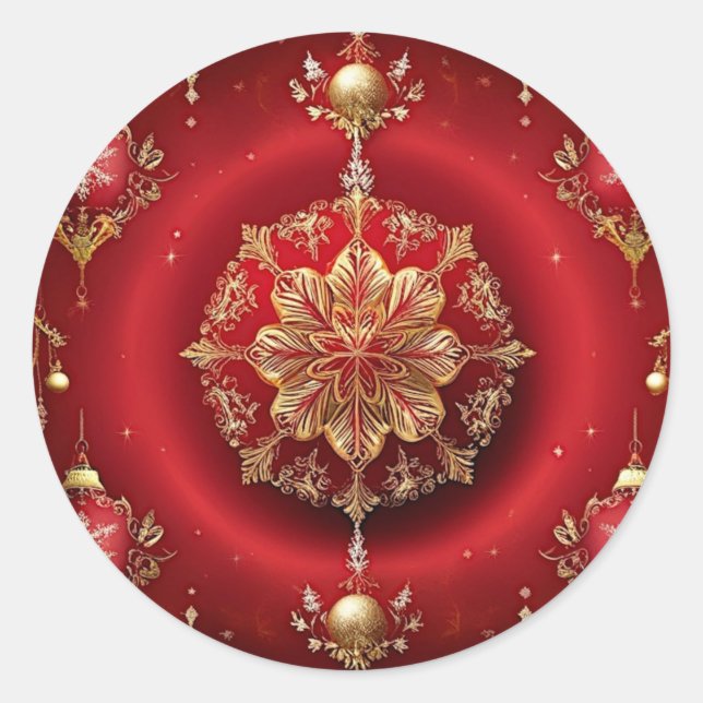 Red Decorative Ornaments Holiday Sticker (Front)