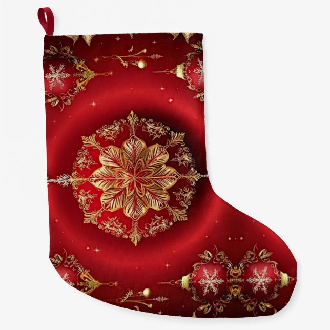 Red Decorative Ornaments Holiday Stocking (Front)