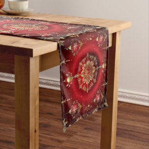 Red Decorative Ornaments Holiday Table Runner