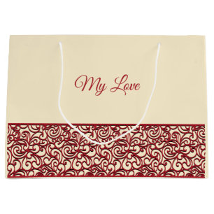 Red Decorative Swirl Large Gift Bag