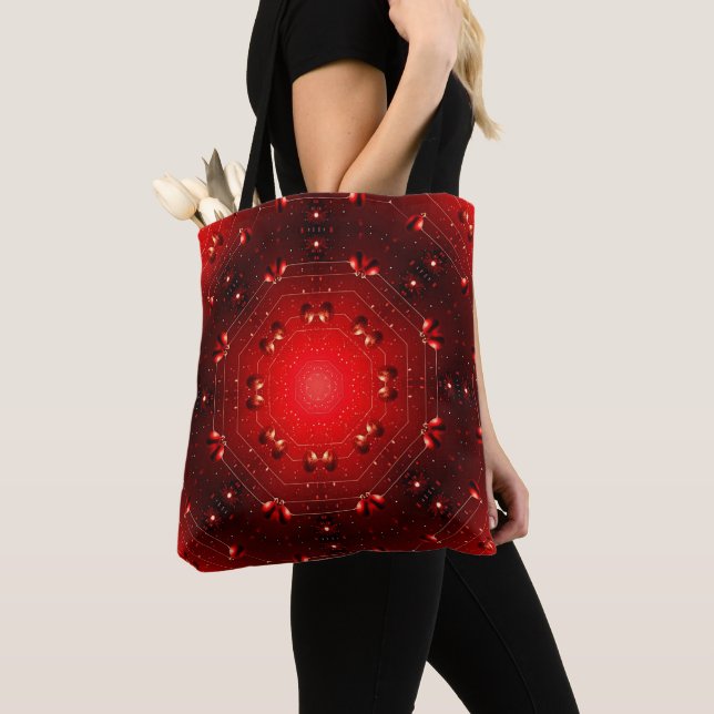 Red Decorative Tote Bag (Close Up)