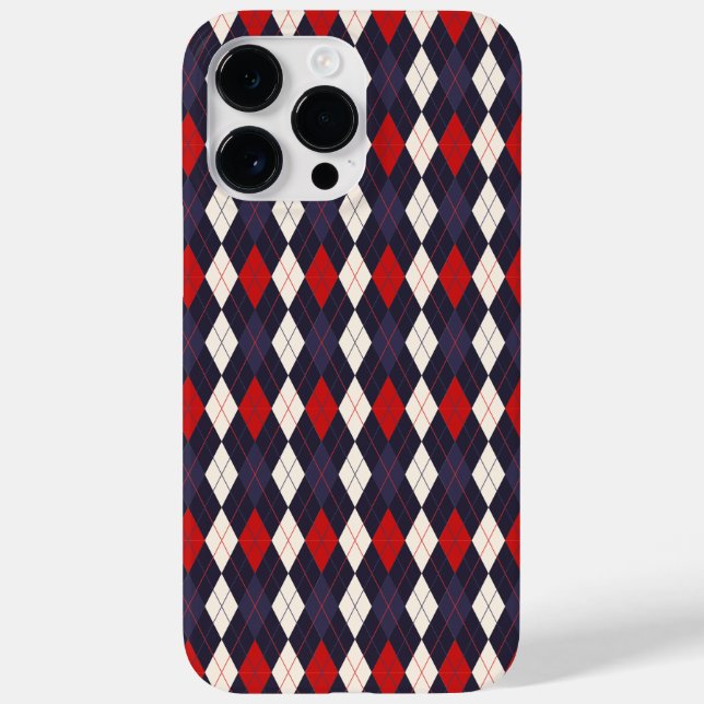 Red deep violet argyle pattern  Case-Mate iPhone case (Back)