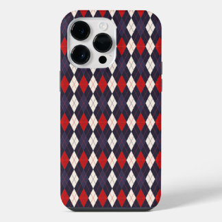 Red deep violet argyle pattern  iPhone 14 pro max case