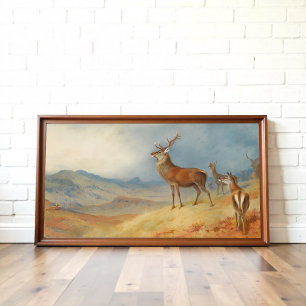 Red Deer In A Highland Landscape, Art Poster