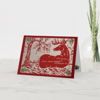 Red Deer in Woods Christmas 2025 Holiday Card