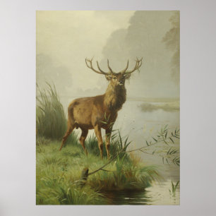 Red Deer painting Poster
