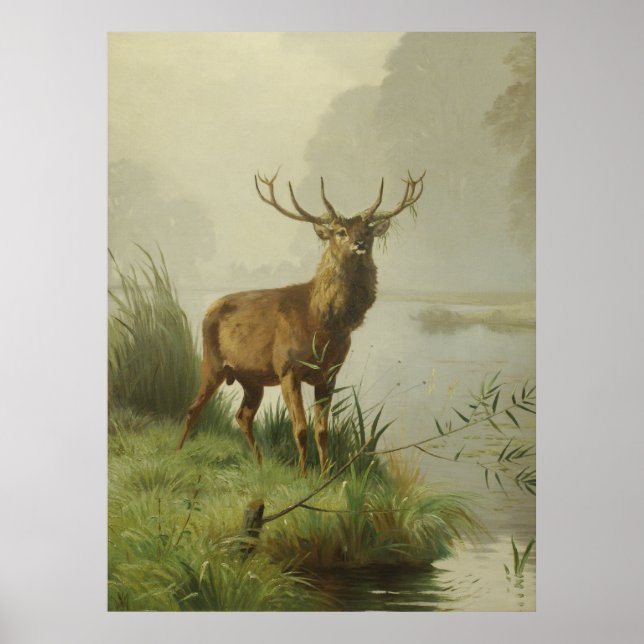 Red Deer painting Poster (Front)
