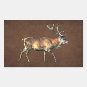 Red Deer Stag Wildlife Animal Design Rectangular Sticker