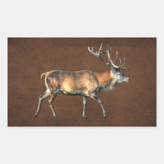 Red Deer Stag Wildlife Animal Design Rectangular Sticker (Front)