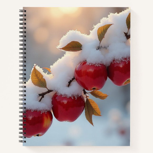 Red delicious apples and a late snow notebook (Front)